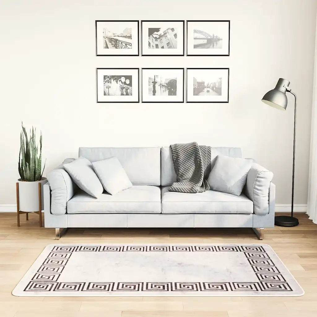 Tappeto Lavabile 80x150 cm Beige Chiaro Antiscivolo