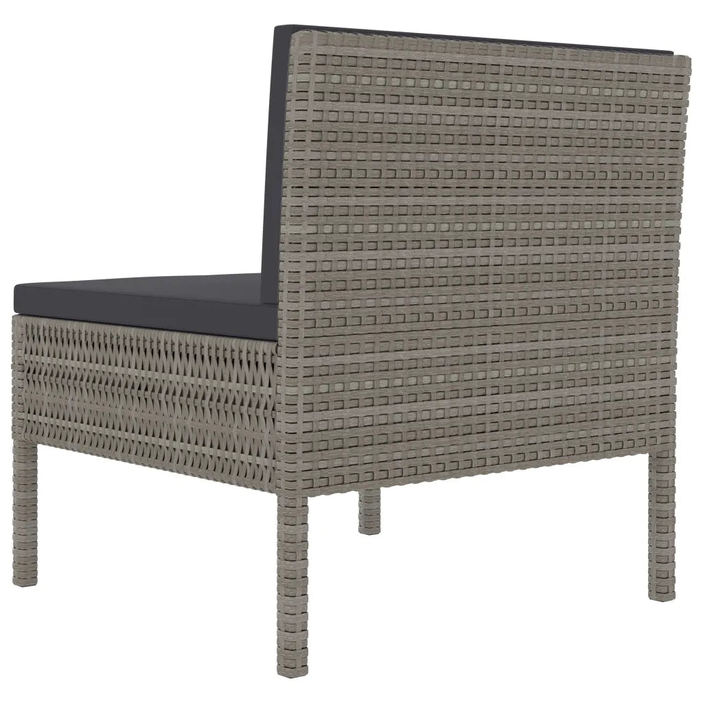 Sedie da Giardino 3 pz | Sedie da Esterno con Cuscini in Polyrattan Grigio