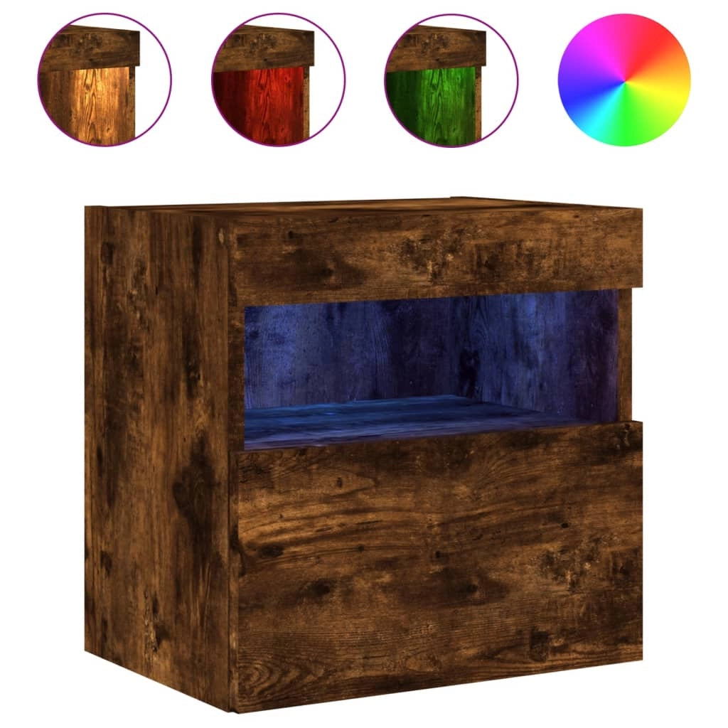 Mobile TV a parete scaffale multimediale credenza TV sala da pranzo soggiorno camera da letto e luci a LED 2 pezzi rovere affumicato 40 x 30 x 40 cm marrone 02_0029139
