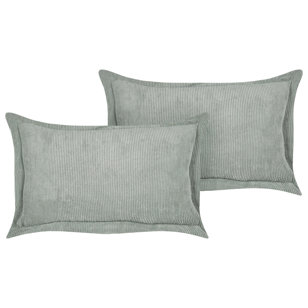 Set di 2 cuscini decorativi in velluto a coste verde chiaro 47 x 27 cm stile moderno tradizionale