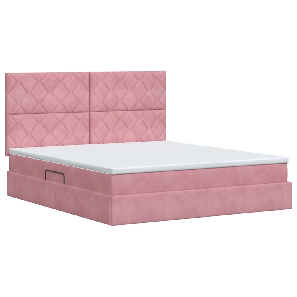 Letto con contenitore e materasso Rosa 160 x 200 cm Velluto 3459764