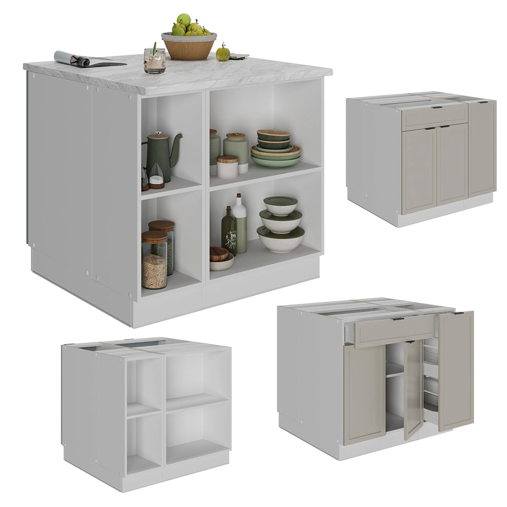 Isola cucina Fame-Line GrigioBeige/Bianco 90 cm con cassetto, senza piano di lavoro Vicco