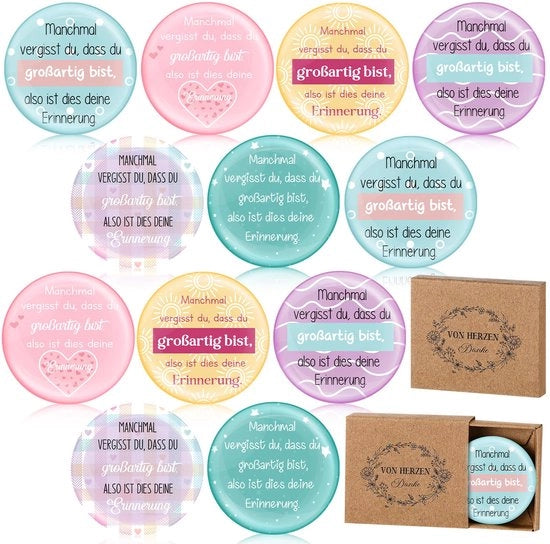 Set di 12 magneti decorativi con cartoncini di auguri e fogli di Kraft per scatole di regalo Decorativi magneti per frigorifero con frasi Collega-gift Piccoli regali per colleghi Natale (sei fantastico)