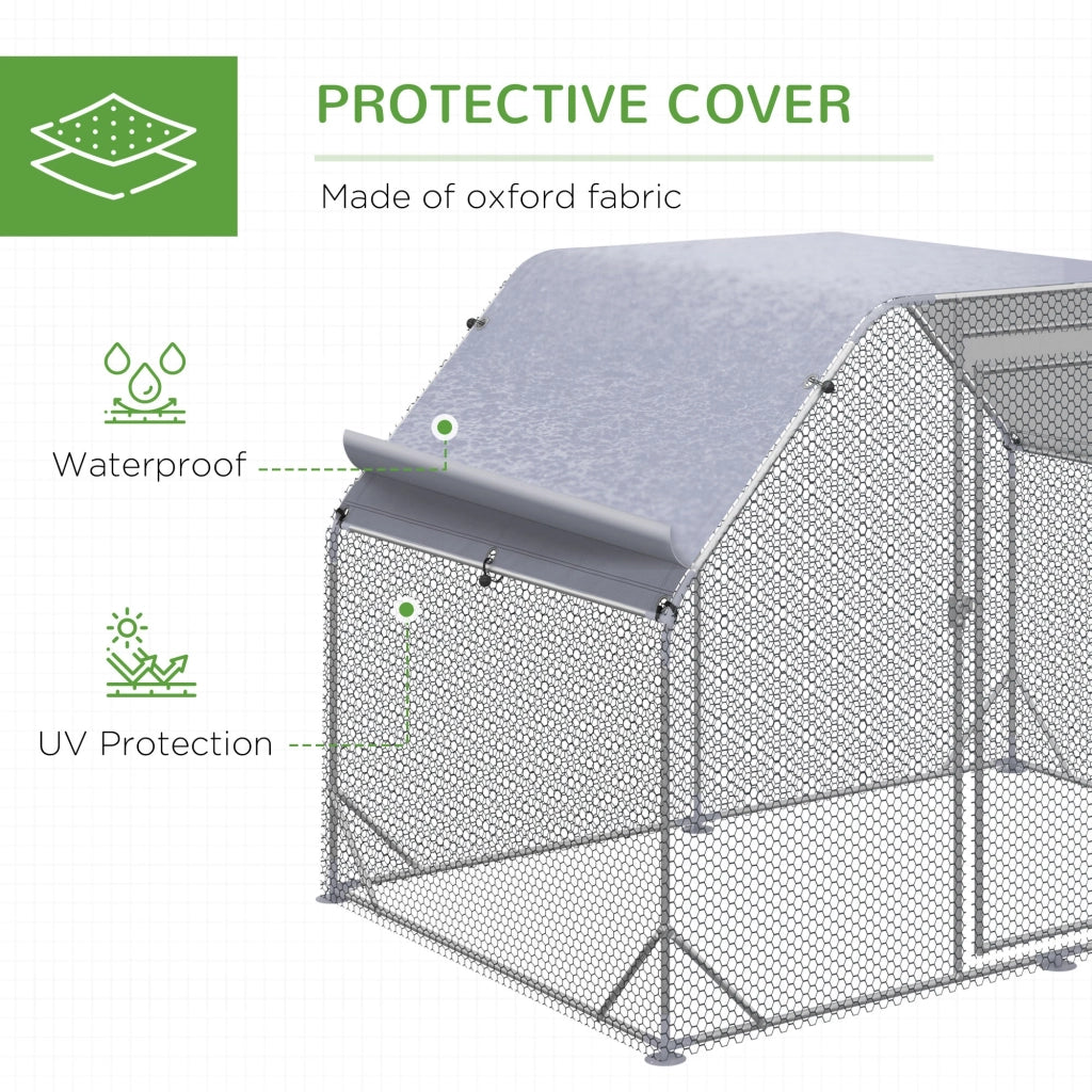 Recinto per Galline 280x190x195 cm con Copertura in Acciaio