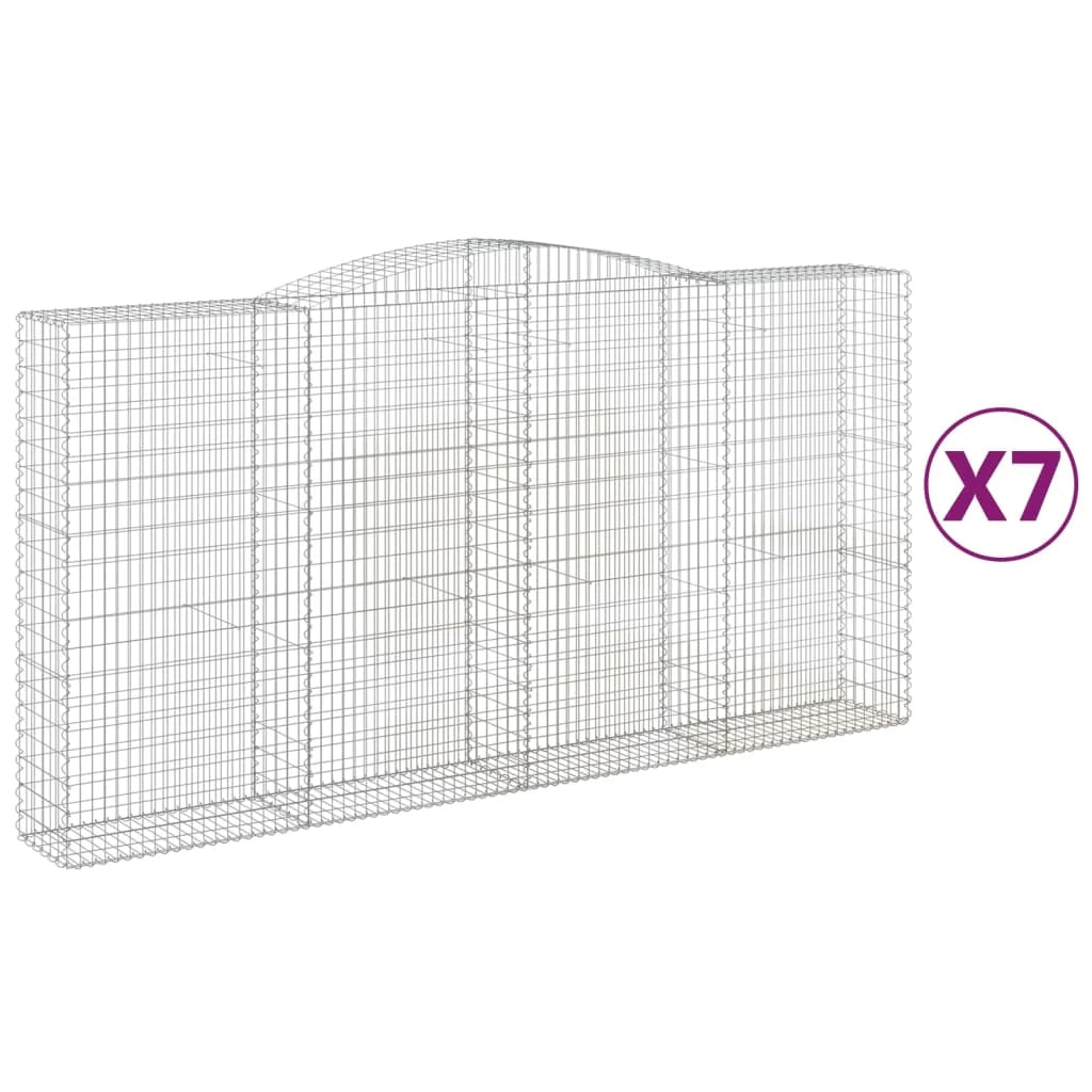 Set di 7 gabbioni ad arco per recinzione gabbia o muro di contenimento 400 x 50 x 200/220 cm ferro zincato argento 02_0041143