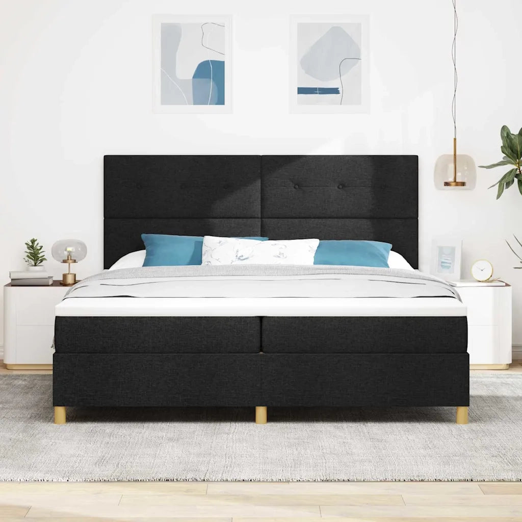 Letto a Sorgente LED con materasso Nero 200 x 200 cm Tessuto 3343126