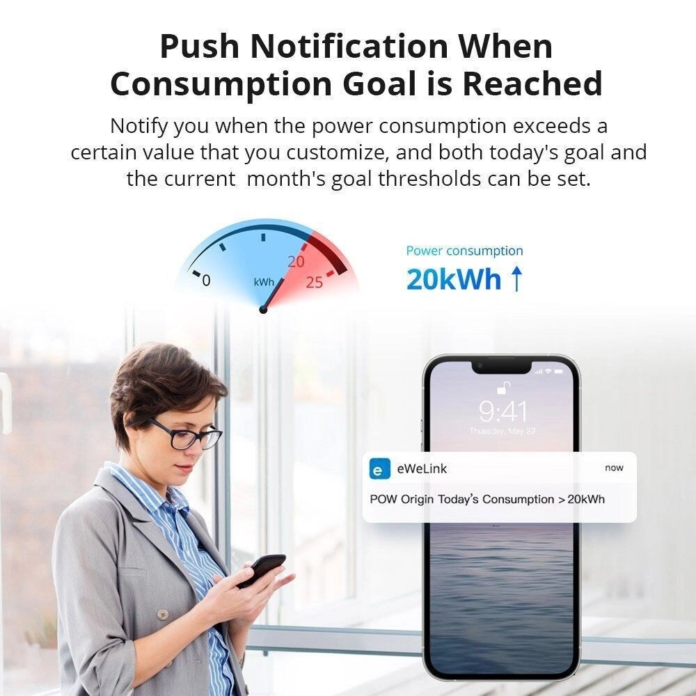 Trade Shop - Interruttore Intelligente Misuratore Di Consumo Wifi Smart Switch Sonoff Powr316 -