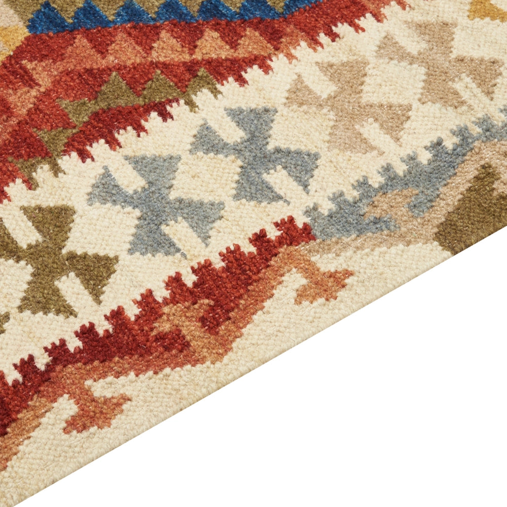 Tappeto di lana multicolore 160 x 230 cm kilim fatto a mano con nappe soggiorno camera da letto