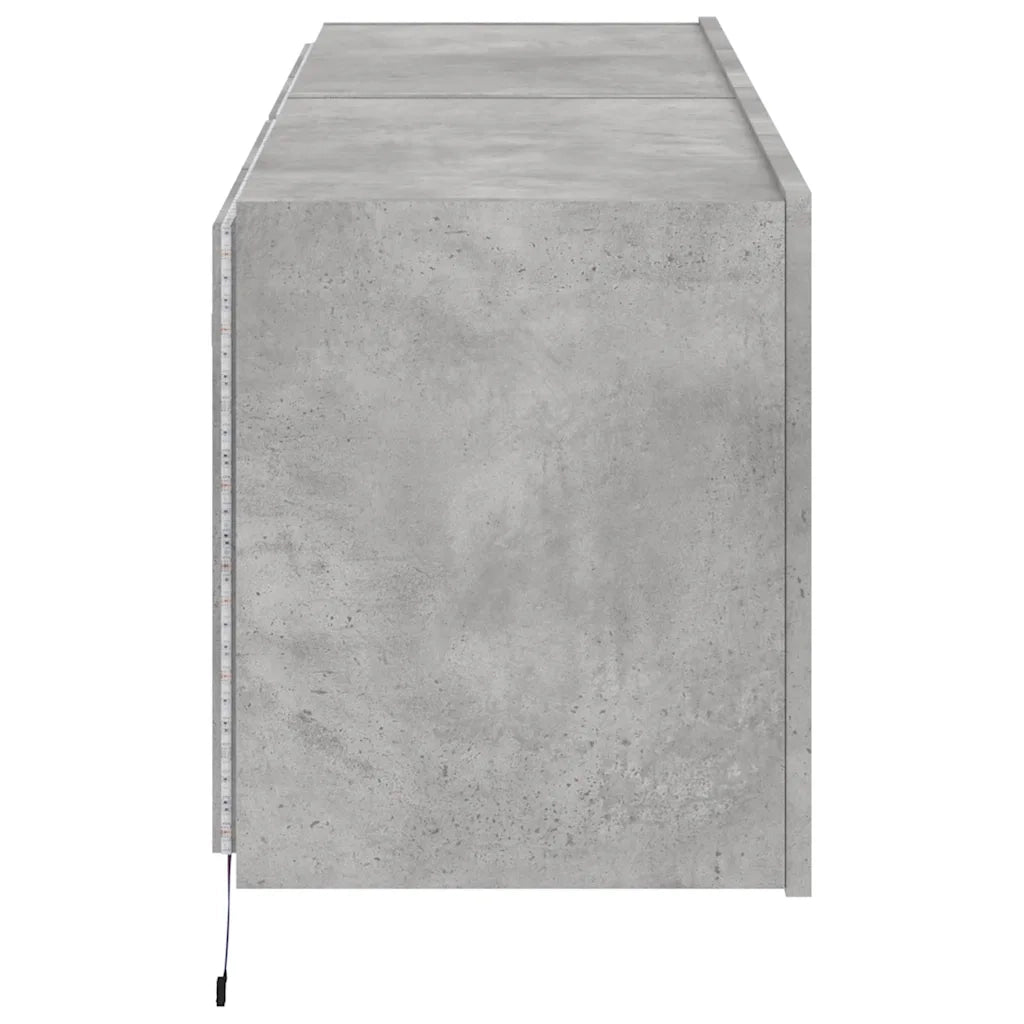 Mobili TV a Parete con Luci LED 2pz Grigio Cemento 60x35x41 cm 837309