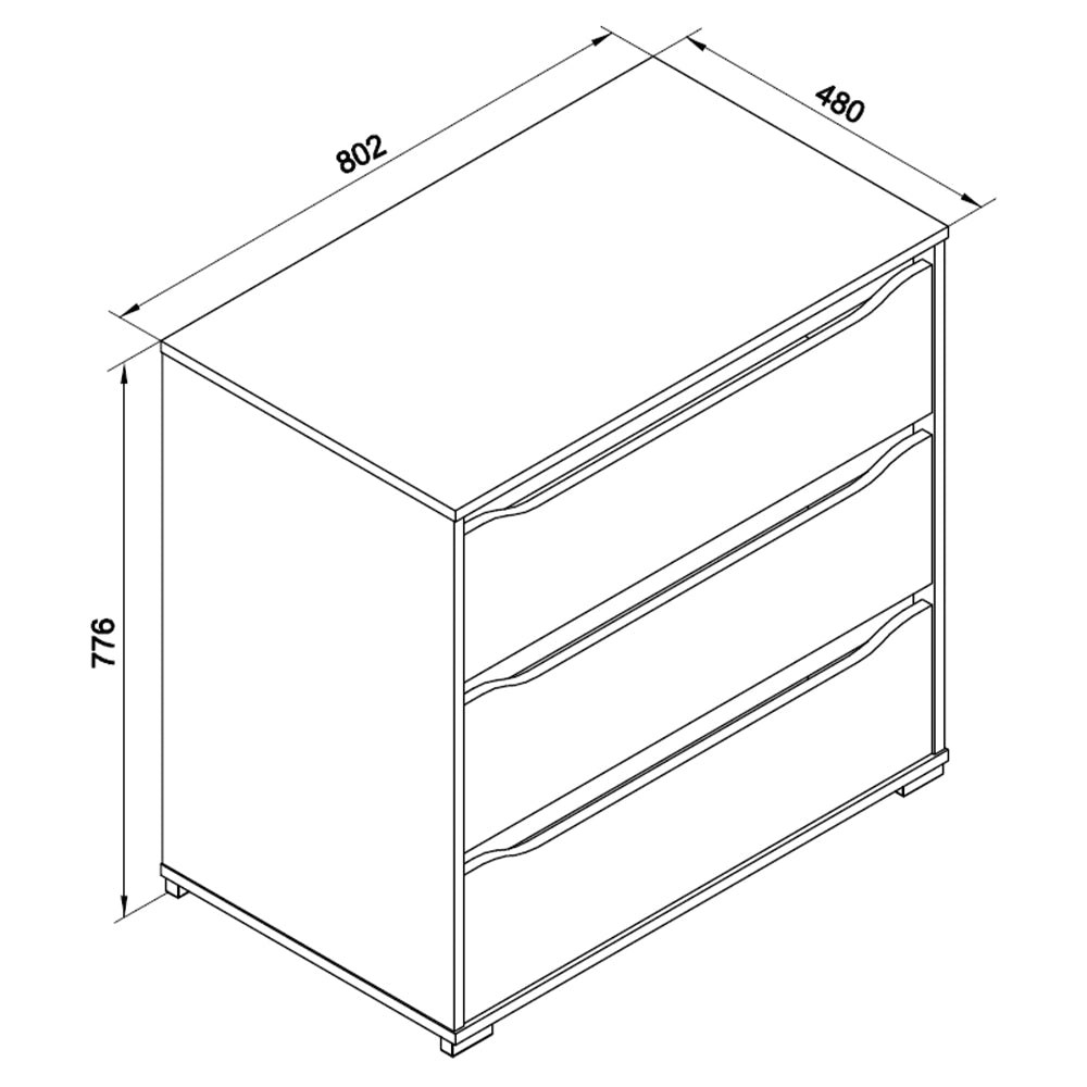 Vicco Cassettiera per camera da letto Bianco 48 x 77.6 cm