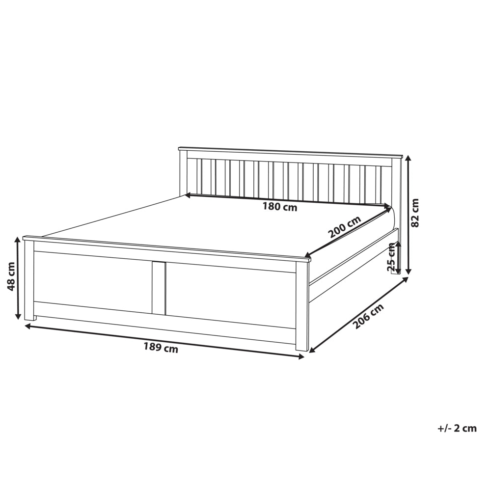 Letto matrimoniale in legno di Pino chiaro con Rete a Doghe 180 x 200 cm stile minimalista
