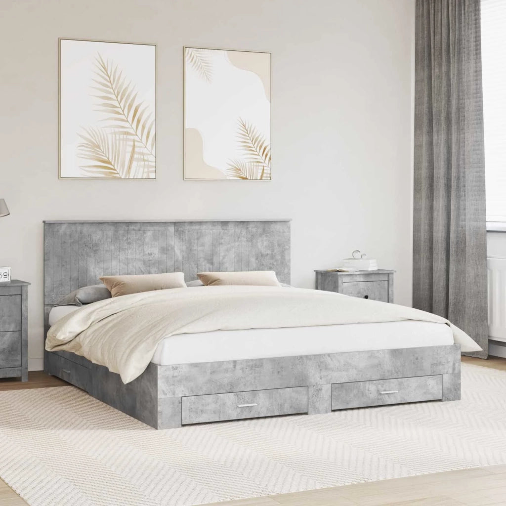 Struttura del letto con testiera Grigio cemento 180 x 200 cm 3411274