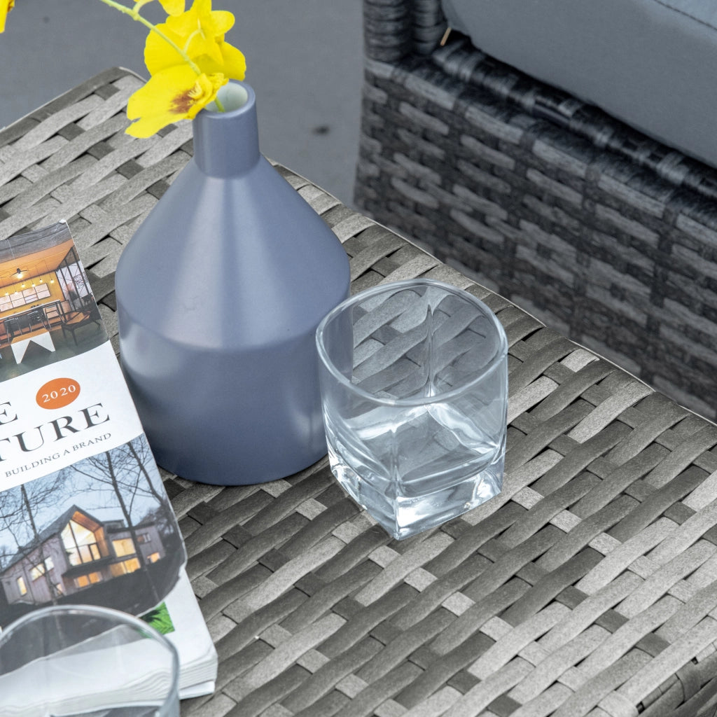 EasyComfort Tavolino in Rattan Sintetico da Esterno e Giardino Grigio