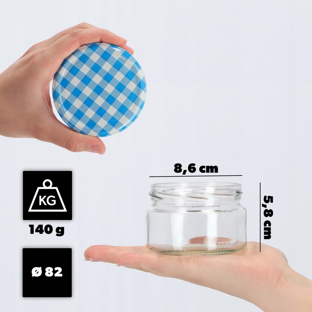 Barattoli per conserve KADAX Denia 250 ml 10 pezzi 82 mm + coperchio "Blue Lattice"
