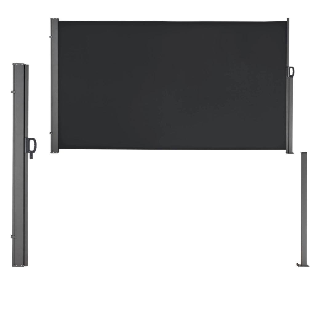 Paravento Estraibile Mulhacén Schermo Solare Verticale Barriera Privacy 160x300 cm Nero pro.tec