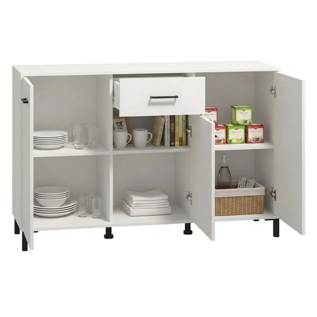 Madia Laerru, Credenza 3 Ripiani, 138x40x90h cm Bianco