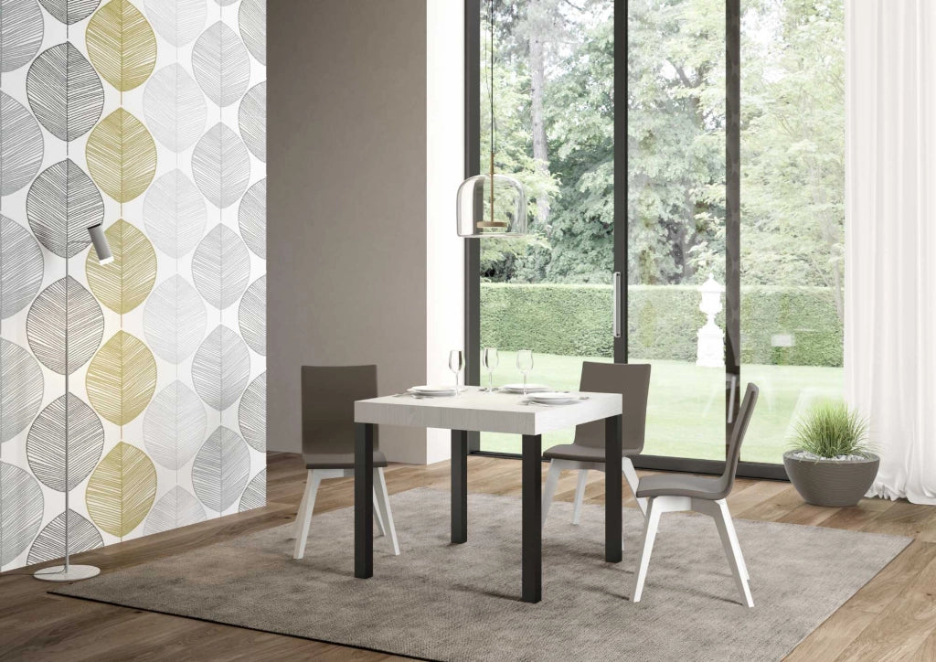 Tavolo allungabile 90x90/246 cm Every Bianco Frassino telaio Antracite