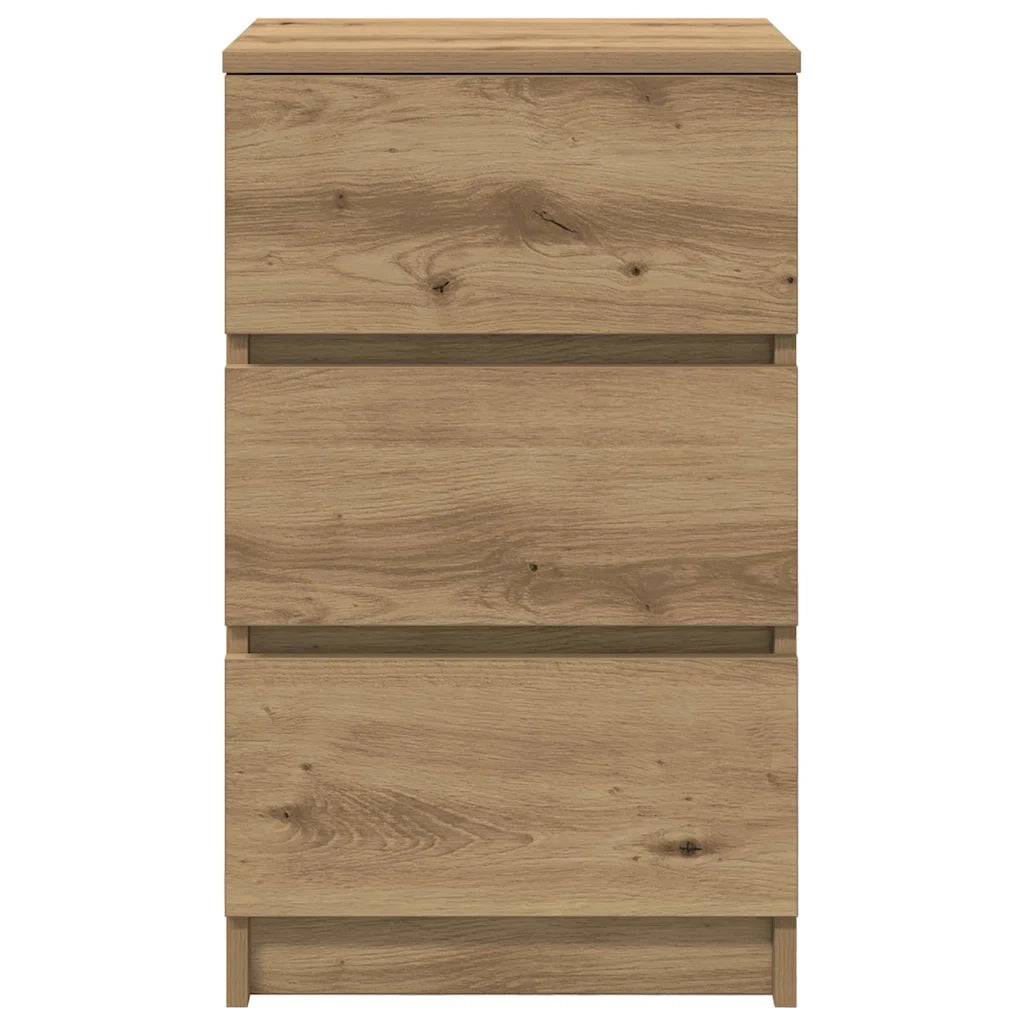 Comodini con 3 Cassetti 2 pz-Set di 2 Tavolino da notte Rovere Artigianale 39x35x65 cm