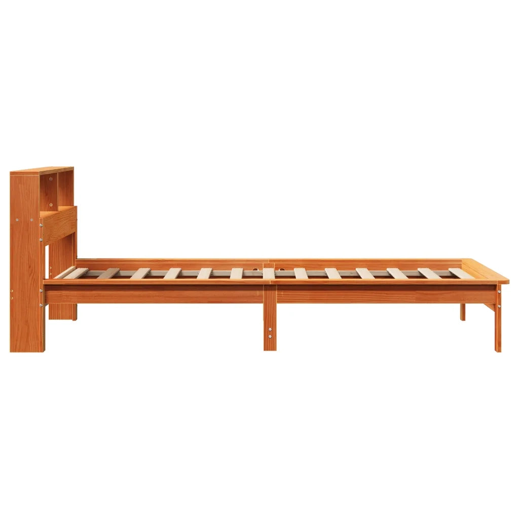 Letto Libreria senza Materasso Marrone Cera 90x190 cm in Pino