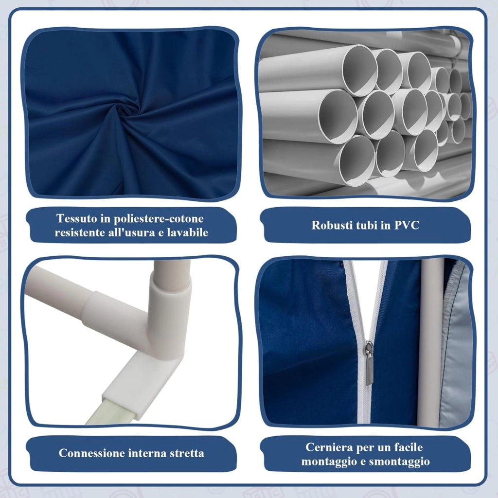 Tenda da gioco per Bambini, Casetta per Bambini da Interno con Tappetino Imbottito Rimovibile, Ideale per Bambini e Bambine, 105 x 121 x 137 cm (Blu)