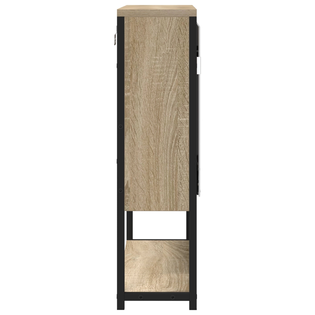 Mobiletto da Bagno con Specchiera  Rovere Sonoma 60x16x60 cm in Legno Ingegnerizzato