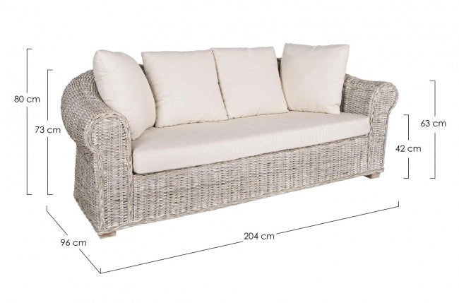 Divano 3 Posti 204x96x80h cm con Cuscini Coba