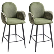 Set di 2 sedie da pranzo in tessuto verde stile retrò seduta rotonda