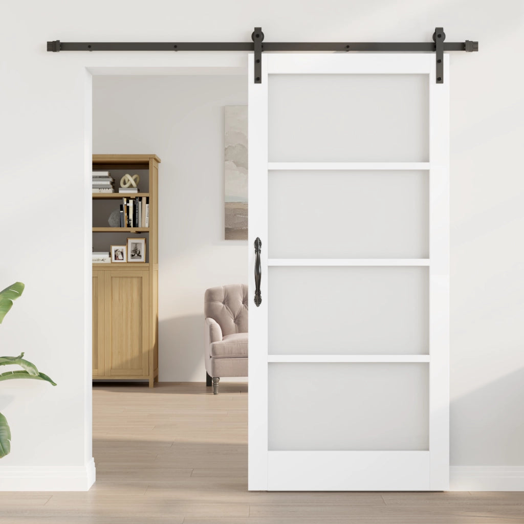 Porta Scorrevole con Set di Attrezzi "ORKDAL" Bianco in Legno Massello e Vetro