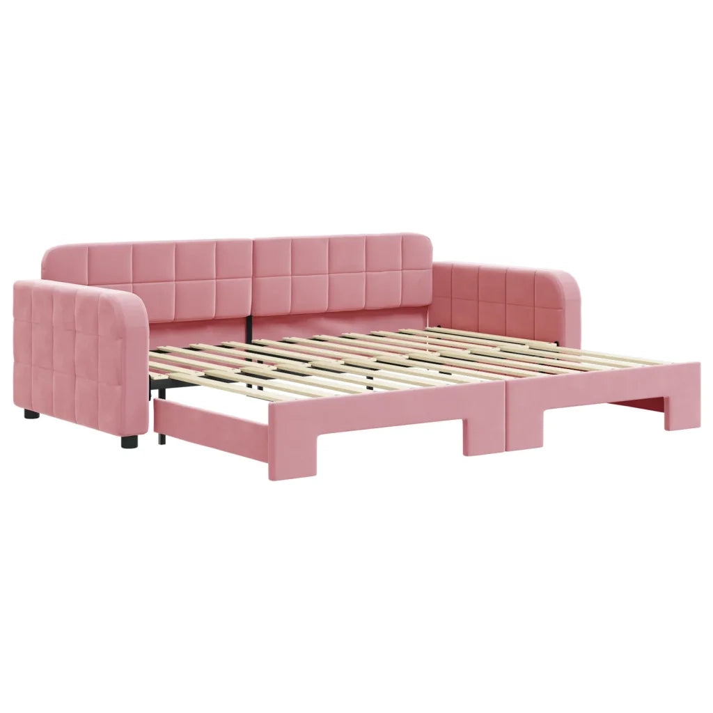 Divano Letto con Letto Estraibile Rosa 90x200 cm in Velluto 3196932