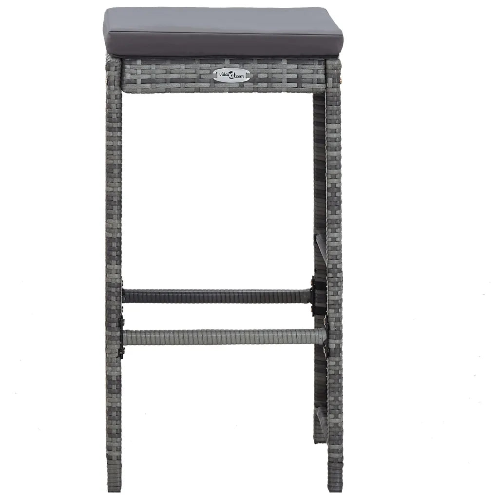 Set da Bar da Giardino 7 pz con Cuscini in Polyrattan Grigio 49561