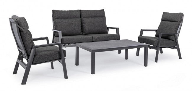Divano 2 Posti 152x81x98h cm Recl con Cuscini Kledi Antracite