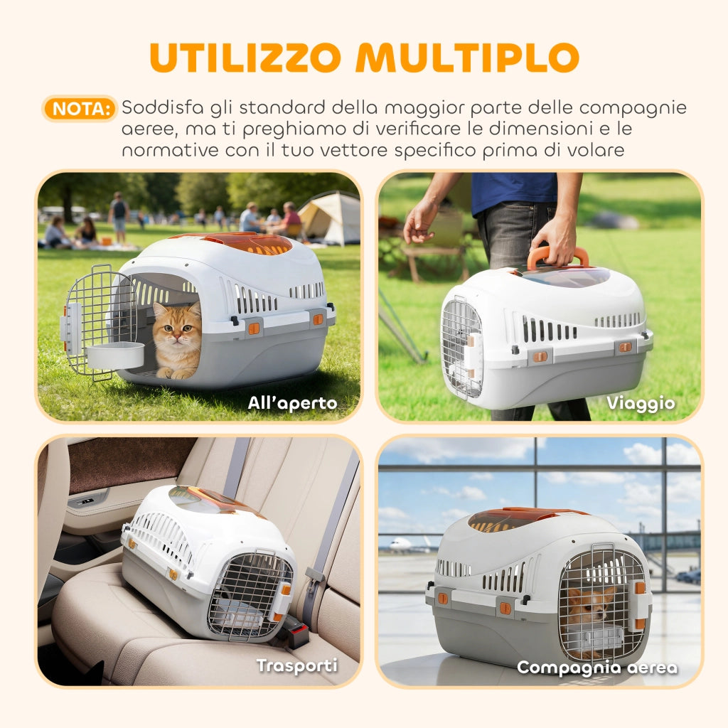 Trasportino per Gatti e Cani Piccoli ¨C Zephmum ¨C Grigio Plastica 49x32x31 cm