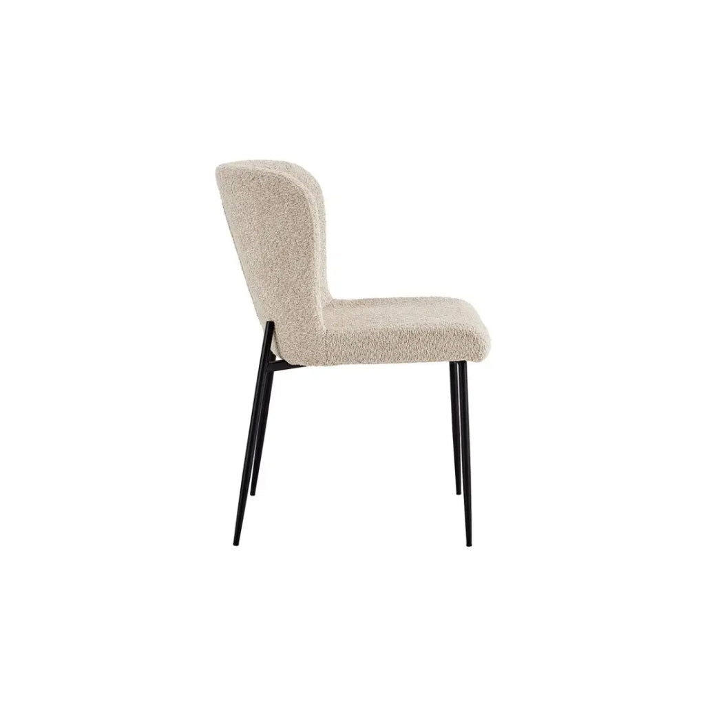 Sedia rivestita in Bouclé per sala da pranzo colore Beige. Collezione LISE