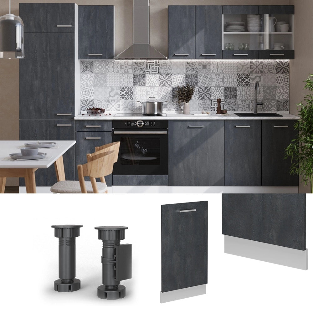 Pannello frontale della lavastoviglie R-Line Calce nera/Bianco 45 cm senza piano di lavoro Vicco
