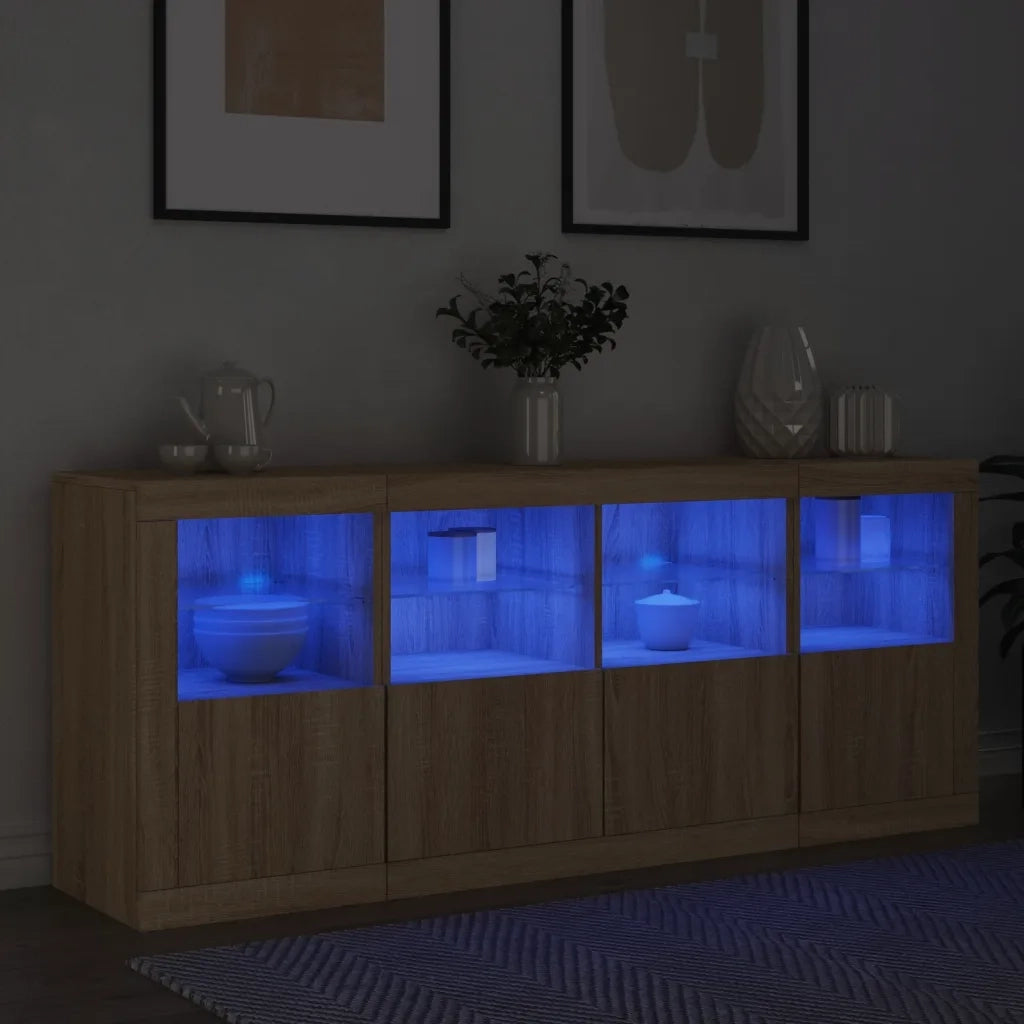 Credenza con Luci LED Rovere Sonoma 163x37x67 cm