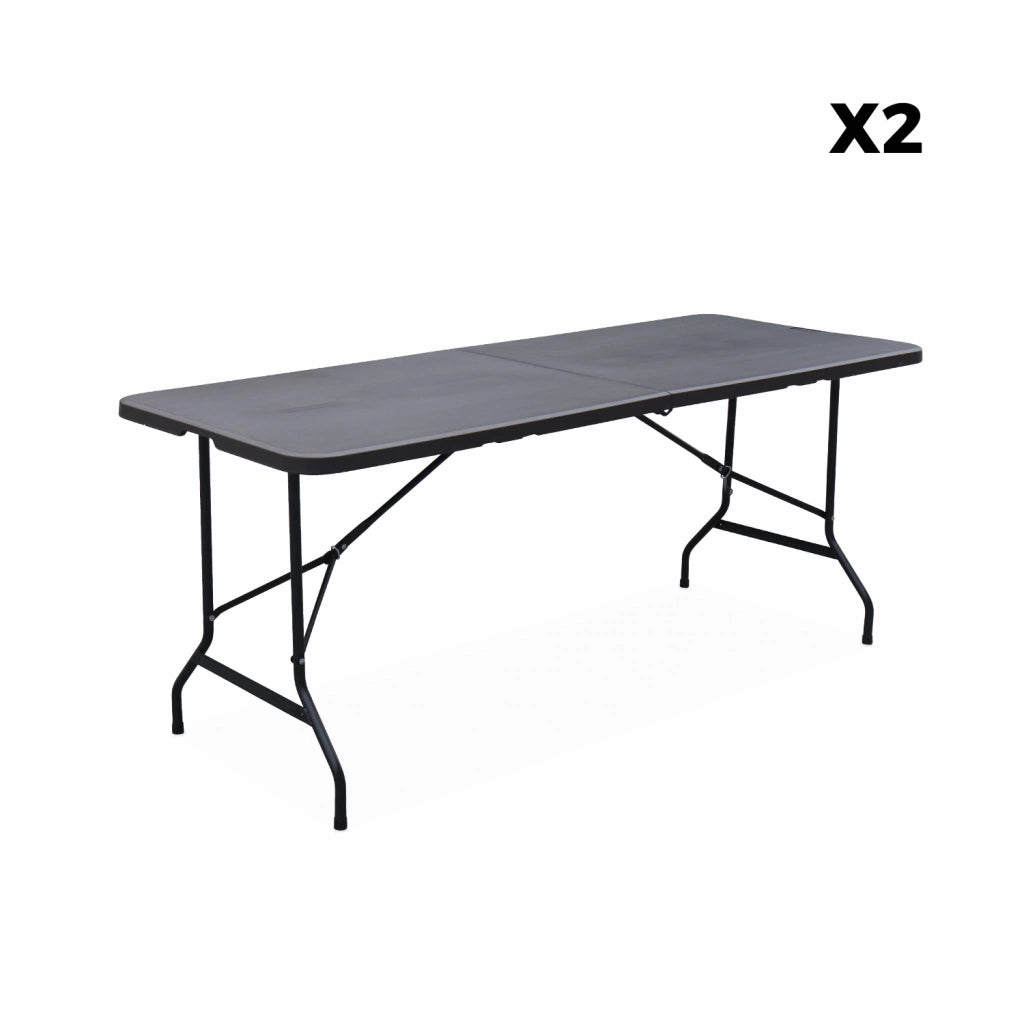 Set di 2 tavoli da ricevimento pieghevoli in plastica, grigio scuro