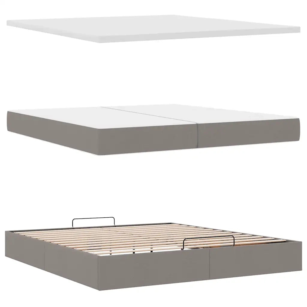 vidaXL Struttura Letto Pouf con Materasso Tortora 200x200 cm Tessuto