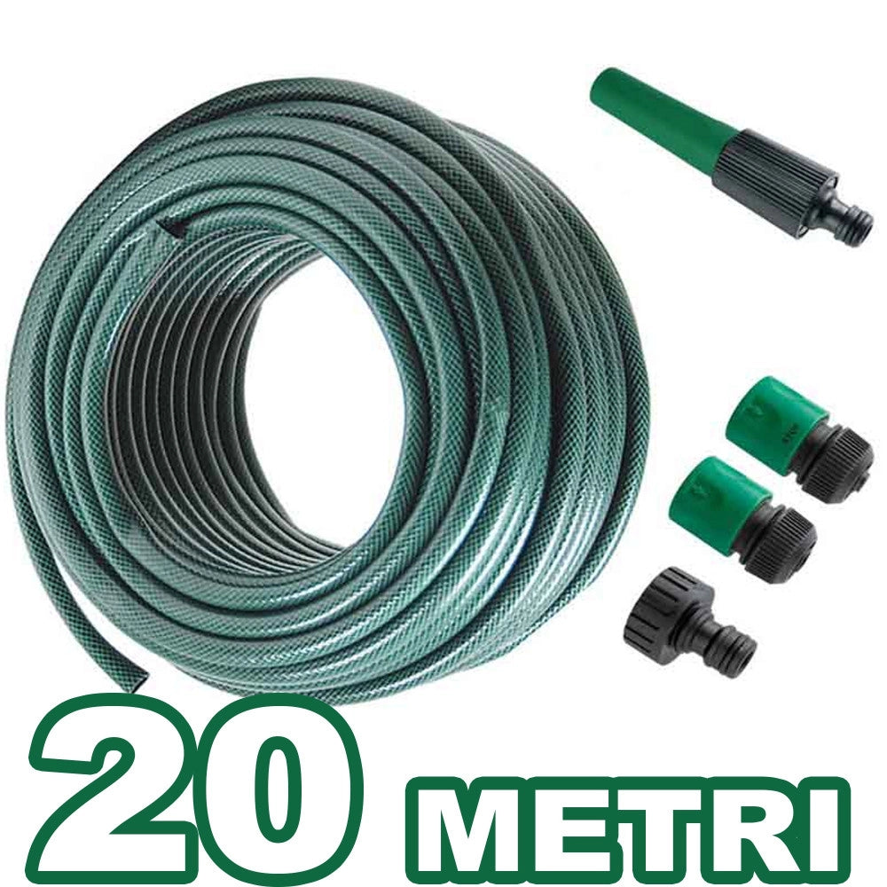 Trade Shop - Tubo Per Irrigazione Da Giardino Lungo 20 Metri Con 4 Accessori Da 1/2" Verde -