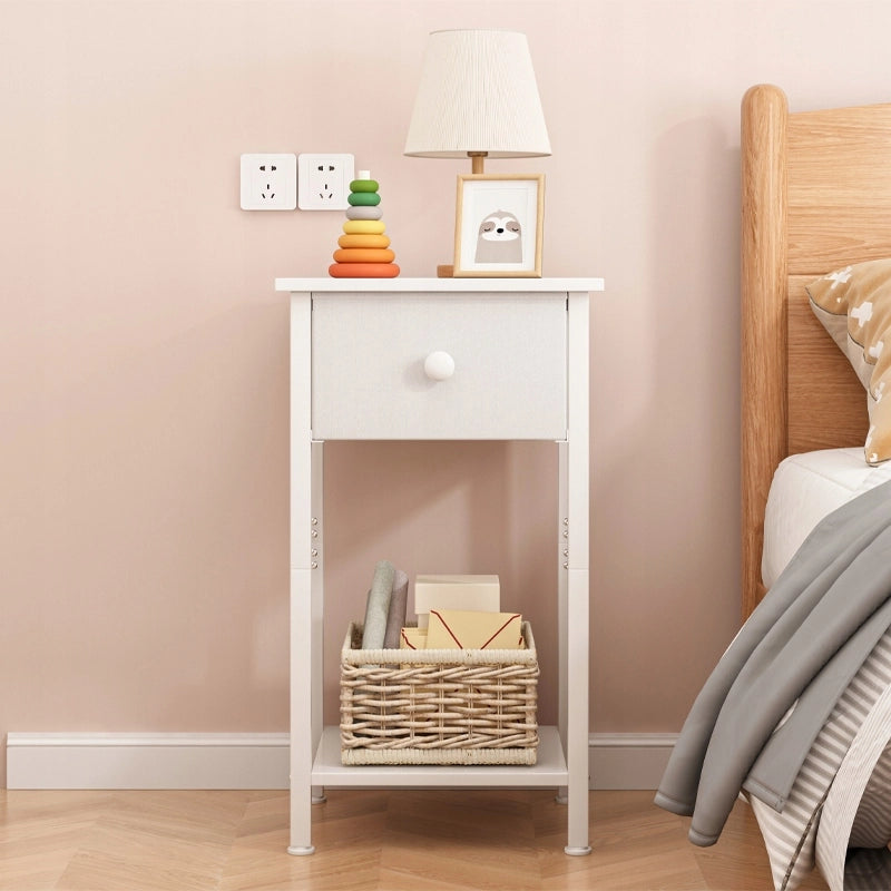 Comò, cassettiera, comodino, cassettiera con cassetto e ripiano, bianco, per camera da letto o soggiorno, 38 cm