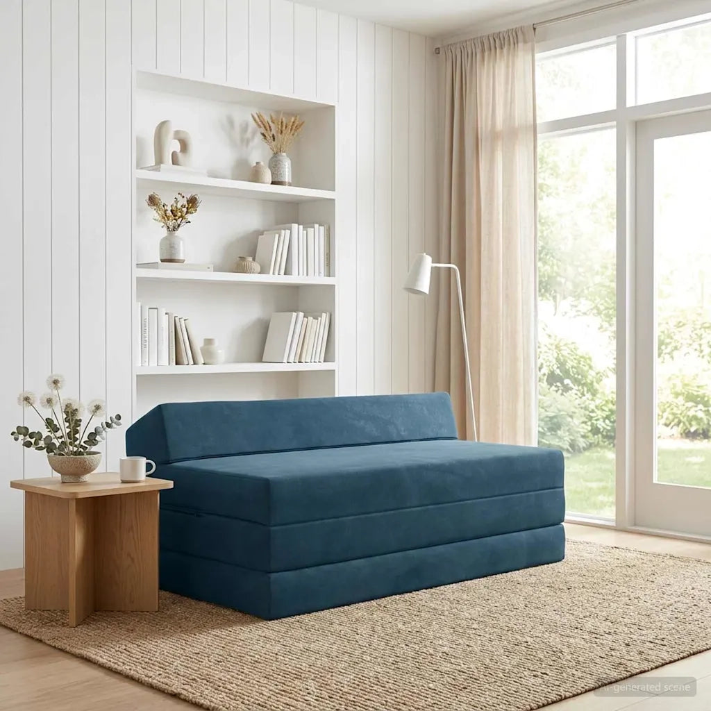 Divano Letto Pieghevole Blu 120 x 60 x 49 cm Tessuto