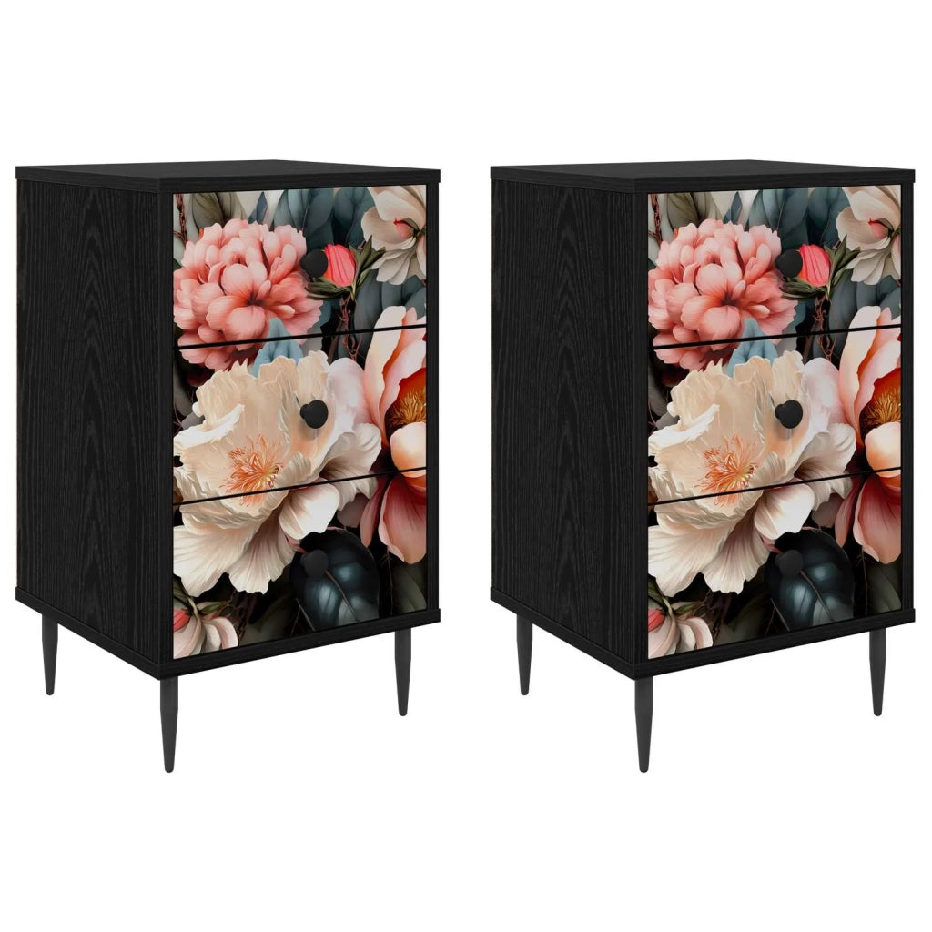 Armadio da Notte BORNE 2 pz Rovere Nero 36 x 33 x 61 cm 8007324