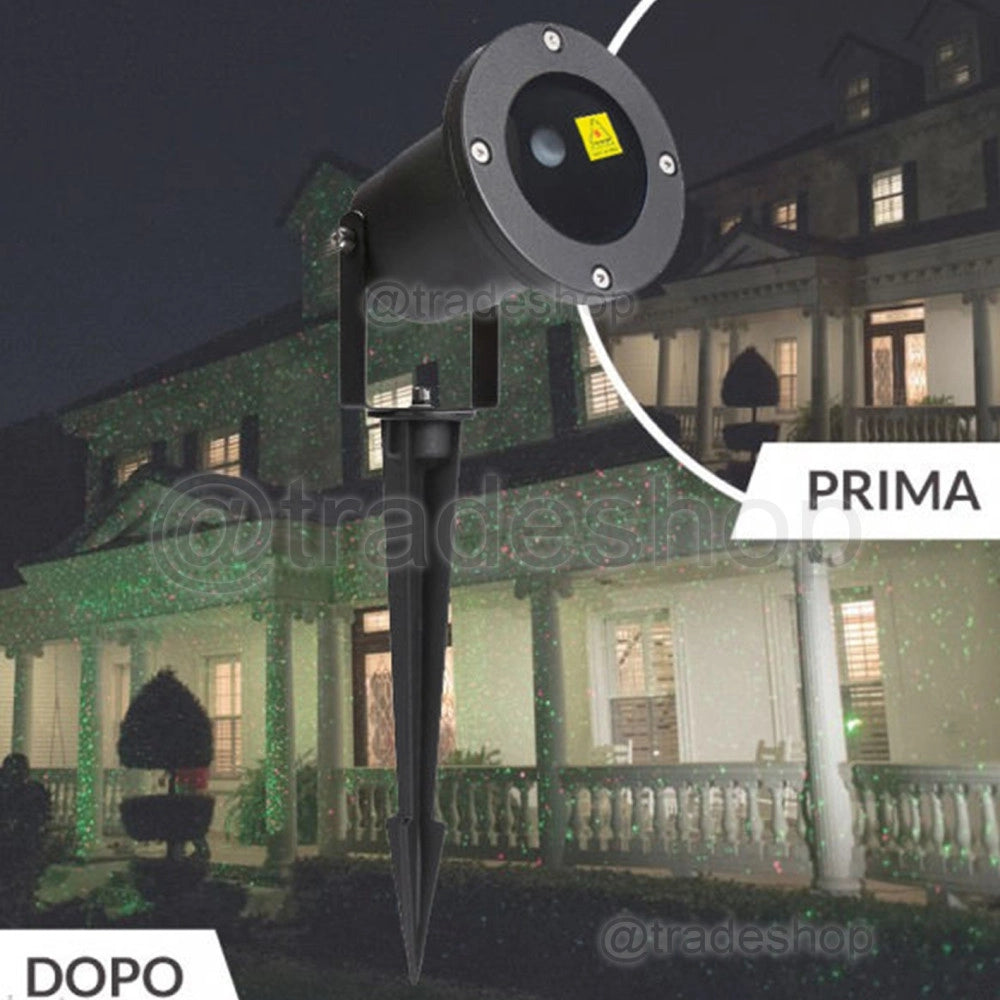 Trade Shop - Proiettore Luci Laser Da Esterno Su Picchetto Fantasia Punti Giardino Discoteca -