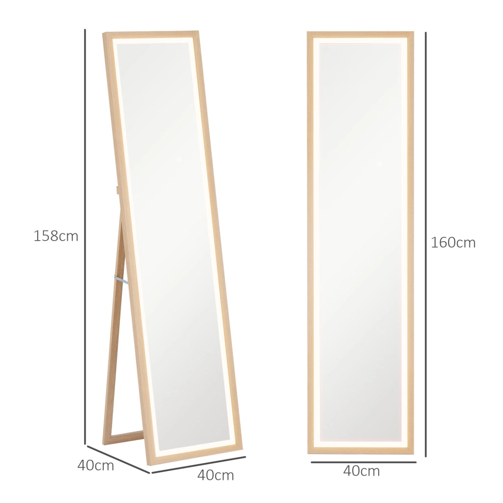 Specchio a Pieno Lunghezza con LED ¨C zephmum ¨C Rovere 40x160 cm