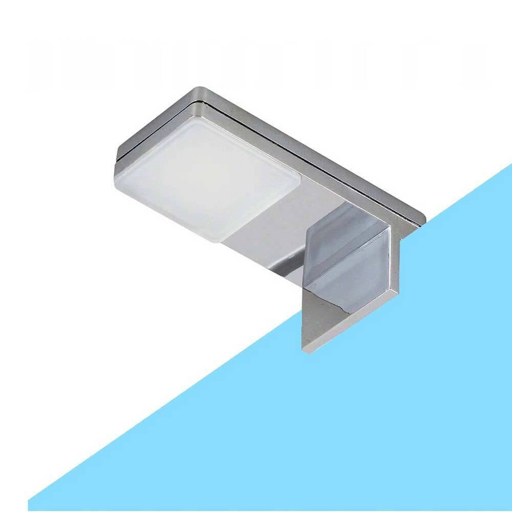 Trade Shop - Lampada Led Per Specchio Da Bagno 3 Watt Moderno Luce Naturale 4000k Nero Argento Ip44 90p - Argento