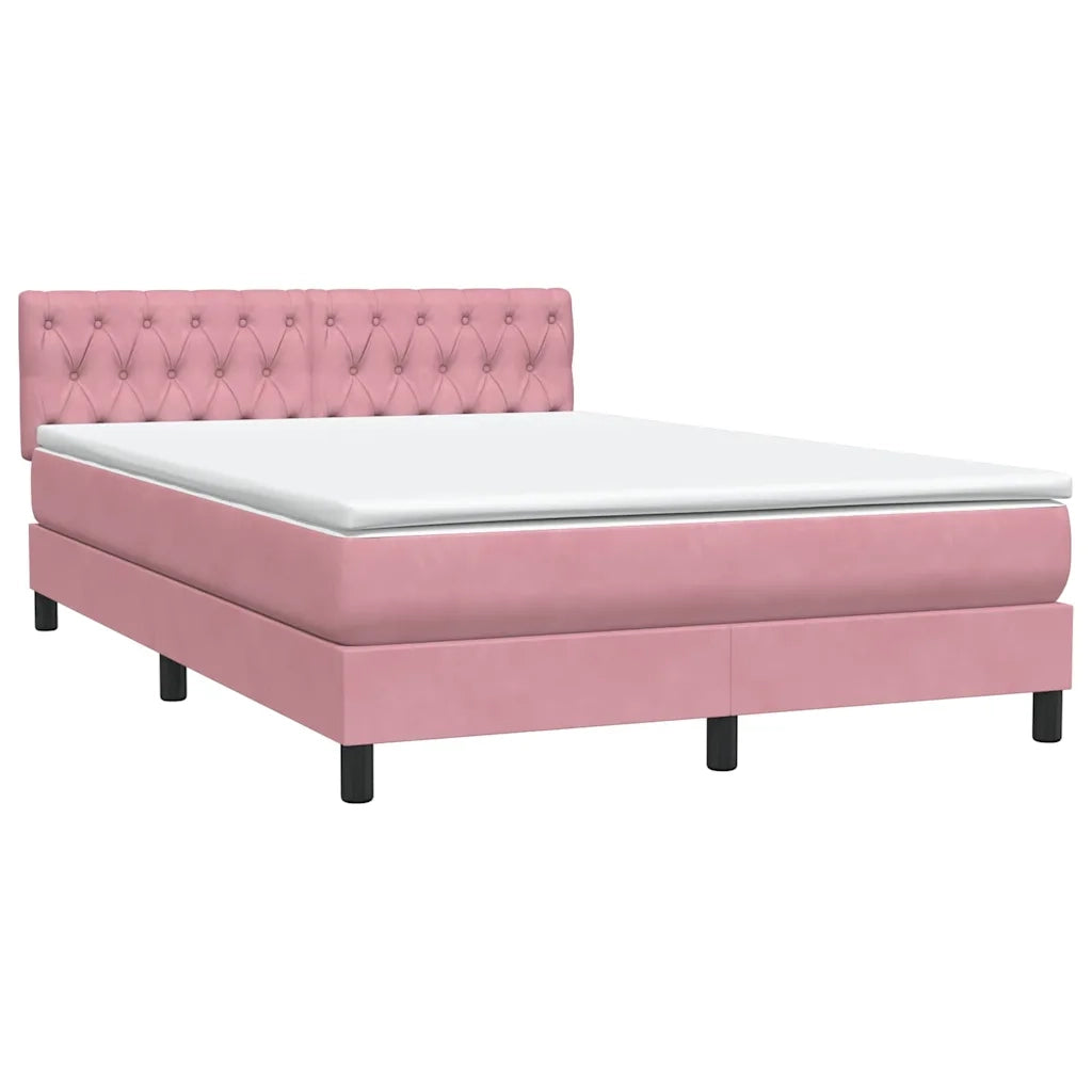 Giroletto a Molle con Materasso Rosa 140x210 cm in Velluto 3316502