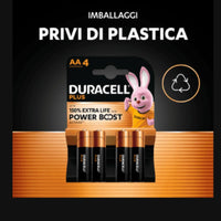 Duracell plus aa mn1500b4 batterie alcaline 1 5v confezione 4 pezzi