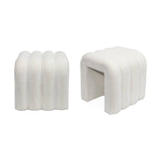 Set 2 pouf contemporanei in tessuto, bianco