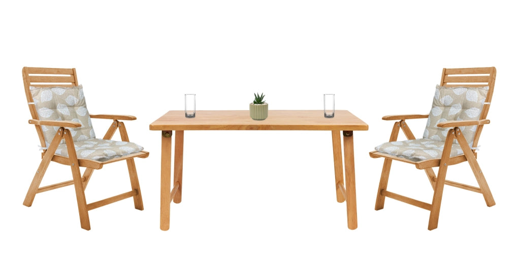 Set Cuscini Sedia Con Schienale Imbottiti Con Laccetti Banda Elastica 40 x 80 Cm FoliageBeige - 4 Pezzi