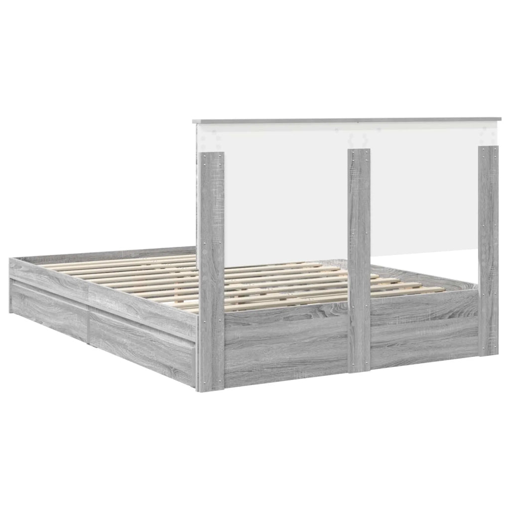 Letto con Contenitore con testiera Grigio Sonoma 140 x 200 cm