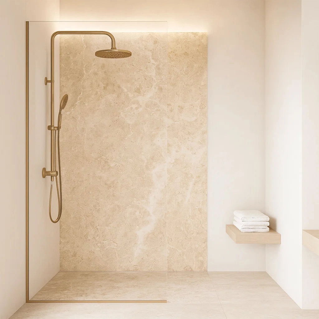 Set Bladel di 4 Pannelli Decorativi in PVC per Parete - Effetto Pietra Beige Stone [neu.haus]
